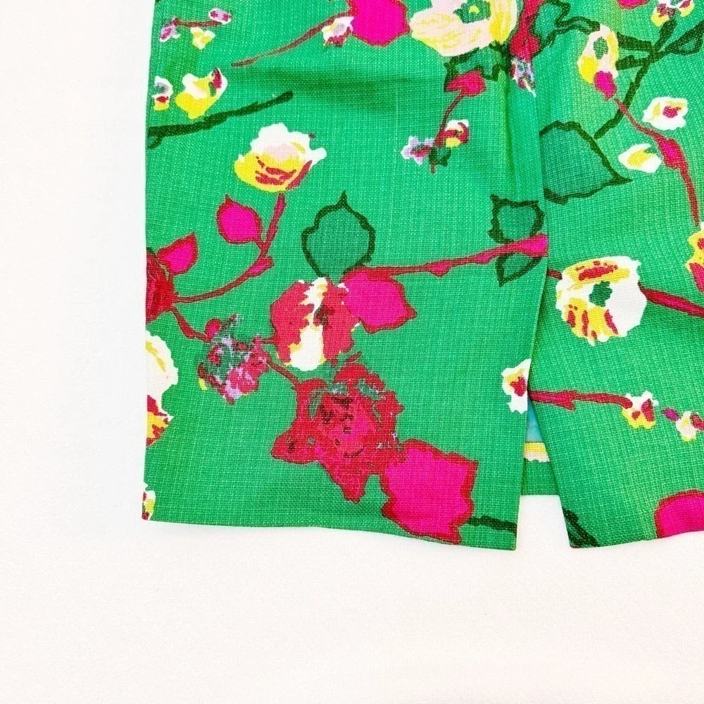 J. Crew Flower Patterned Pencil Skirt Green Multi SZ4